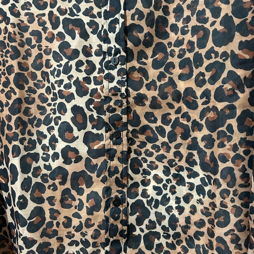 ASOS- Stradivarius  Button Down Leopard Print Blouse Sz Large Office Siren - Picture 8 of 8